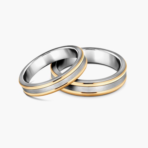 Obrączki ślubne: tytan, złoto, płaskie, 4 i 5 mm